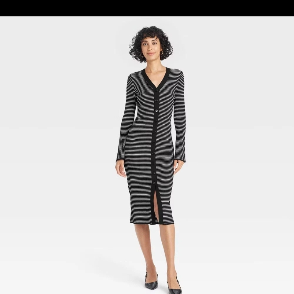 a new day Black and White Long Sleeve Dress Xs But Are Strech